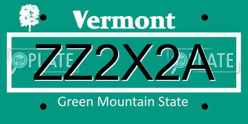 ZZ2X2A Vermont License Plate