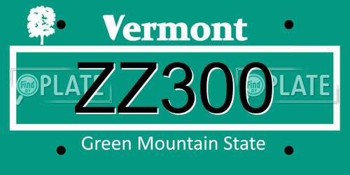 ZZ300 Vermont License Plate