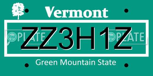 ZZ3H1Z Vermont License Plate