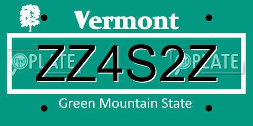 ZZ4S2Z Vermont License Plate