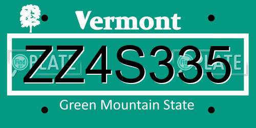 ZZ4S335 Vermont License Plate