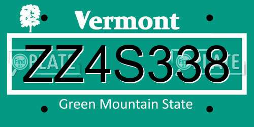 ZZ4S338 Vermont License Plate