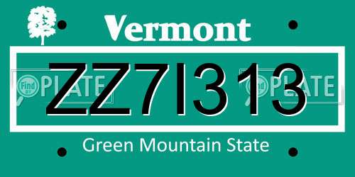 ZZ7I313 Vermont License Plate