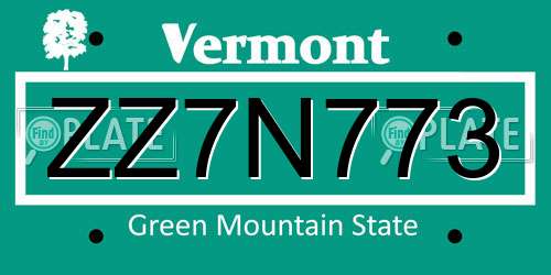 ZZ7N773 Vermont License Plate