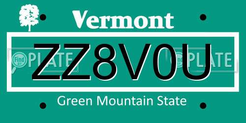 ZZ8V0U Vermont License Plate