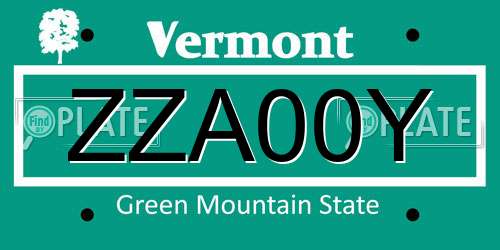 ZZA00Y Vermont License Plate