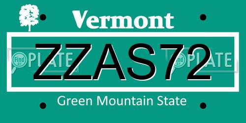 ZZAS72 Vermont License Plate