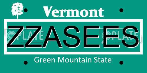 ZZASEES Vermont License Plate