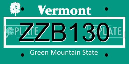 ZZB130 Vermont License Plate