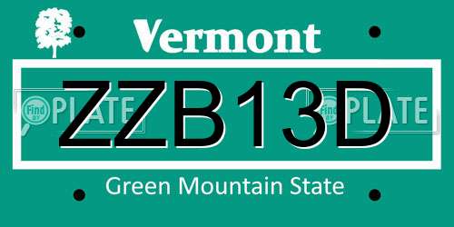 ZZB13D Vermont License Plate