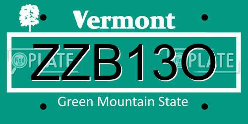ZZB13O Vermont License Plate