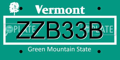 ZZB33B Vermont License Plate
