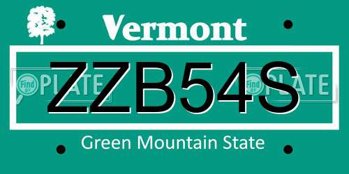 ZZB54S Vermont License Plate