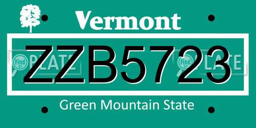 ZZB5723 Vermont License Plate