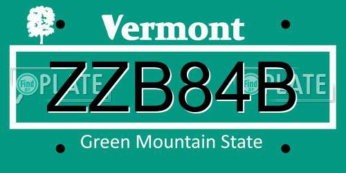 ZZB84B Vermont License Plate