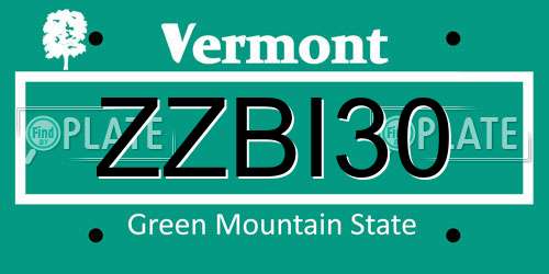 ZZBI30 Vermont License Plate
