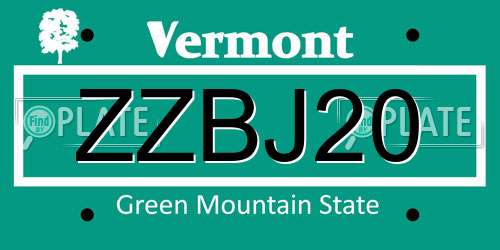ZZBJ20 Vermont License Plate
