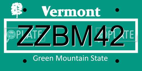 ZZBM42 Vermont License Plate