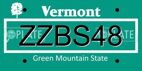 ZZBS48 Vermont License Plate