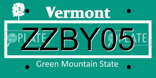 ZZBY05 Vermont License Plate
