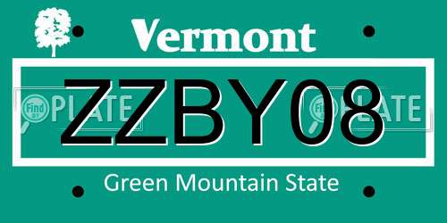 ZZBY08 Vermont License Plate