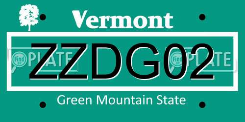 ZZDG02 Vermont License Plate