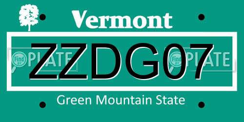 ZZDG07 Vermont License Plate