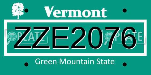 ZZE2076 Vermont License Plate