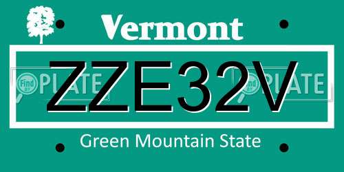ZZE32V Vermont License Plate