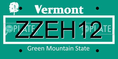 ZZEH12 Vermont License Plate