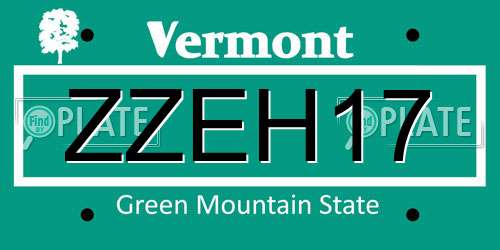 ZZEH17 Vermont License Plate