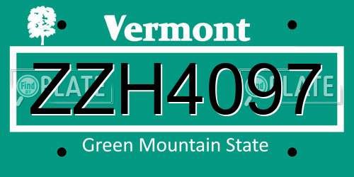 ZZH4097 Vermont License Plate