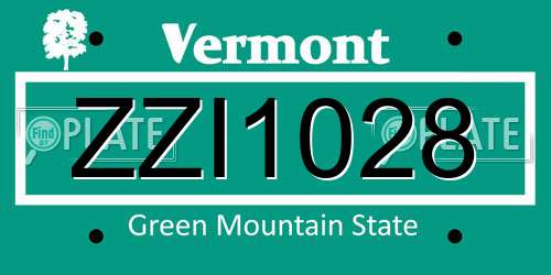 ZZI1028 Vermont License Plate