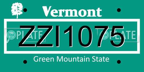 ZZI1075 Vermont License Plate