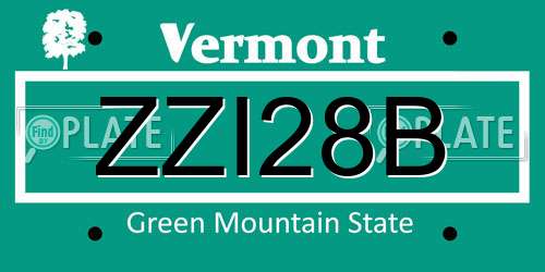 ZZI28B Vermont License Plate