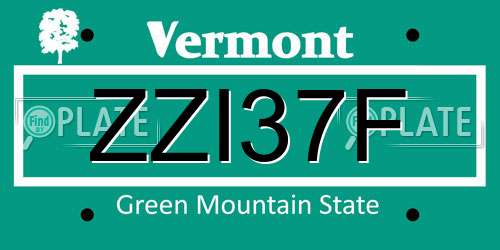 ZZI37F Vermont License Plate