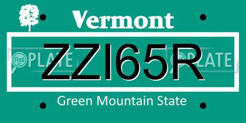 ZZI65R Vermont License Plate