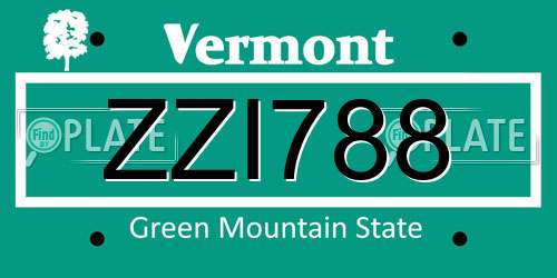 ZZI788 Vermont License Plate