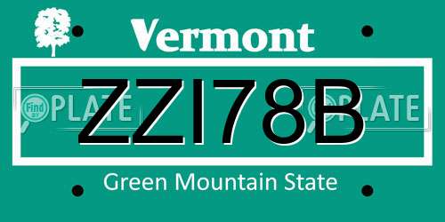 ZZI78B Vermont License Plate