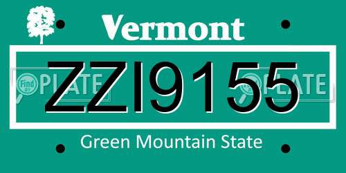 ZZI9155 Vermont License Plate