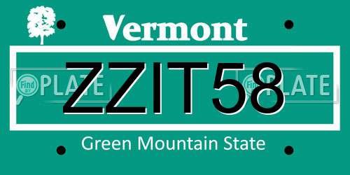 ZZIT58 Vermont License Plate