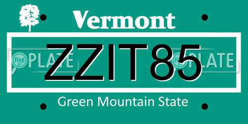 ZZIT85 Vermont License Plate