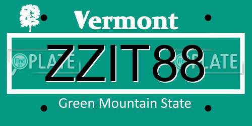 ZZIT88 Vermont License Plate
