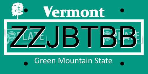 ZZJBTBB Vermont License Plate