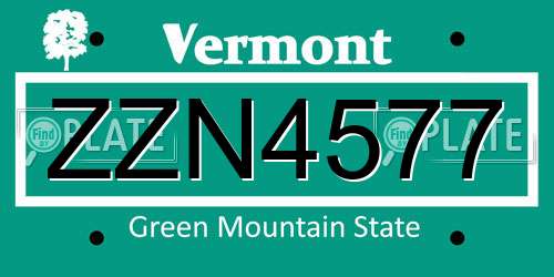 ZZN4577 Vermont License Plate