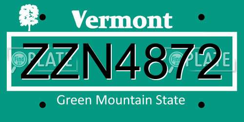 ZZN4872 Vermont License Plate