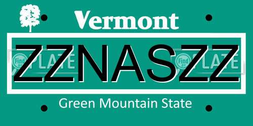 ZZNASZZ Vermont License Plate