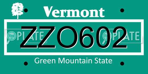 ZZO602 Vermont License Plate