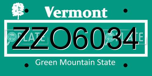 ZZO6034 Vermont License Plate