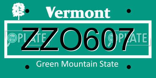 ZZO607 Vermont License Plate